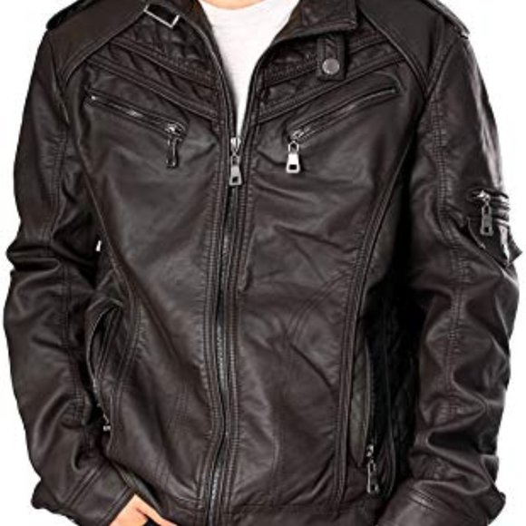 Faux Leather Jacket Brown - Picture 1 of 4